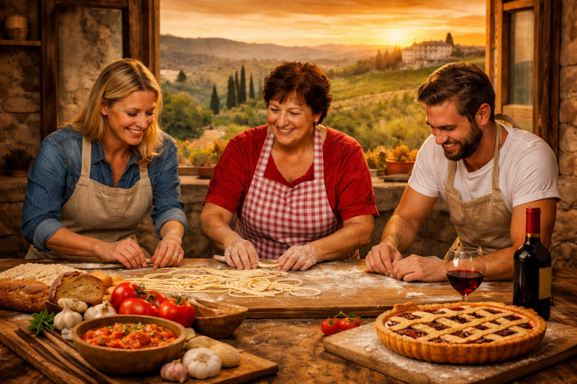 lezione di cucina in Val d'Orcia